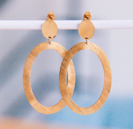 Statement oorbel grote ovale ring - goud