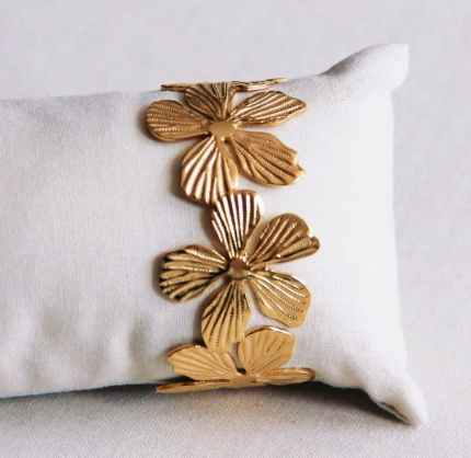 Bangle XL bloemen - goud