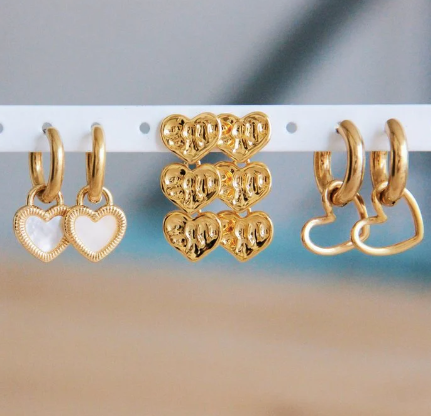 RVS brede creool met open hart - goud