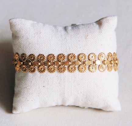 Edelstalen armband met dubbele muntjes - goud