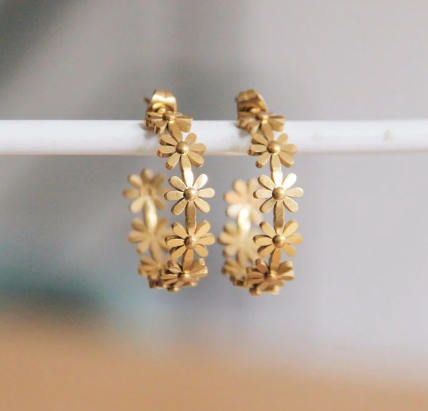 RVS half open bloem creool - goud