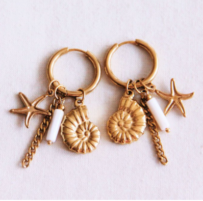 Oorrel met schaal, zeester en parelmoer met parelbuis